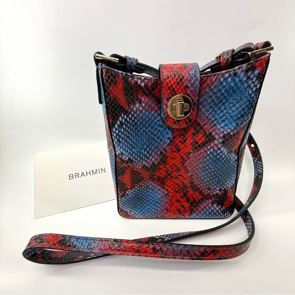 Brahmin Marley Heat All Over Snake Embossed Leather Crossbody Bag Purse NWOT - Picture 2 of 12